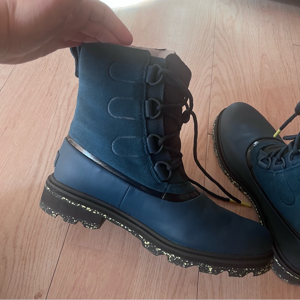 New Sorel Lennox Street Lace-Up Teal Hiking Boot Shoe - Picture 6 of 9
